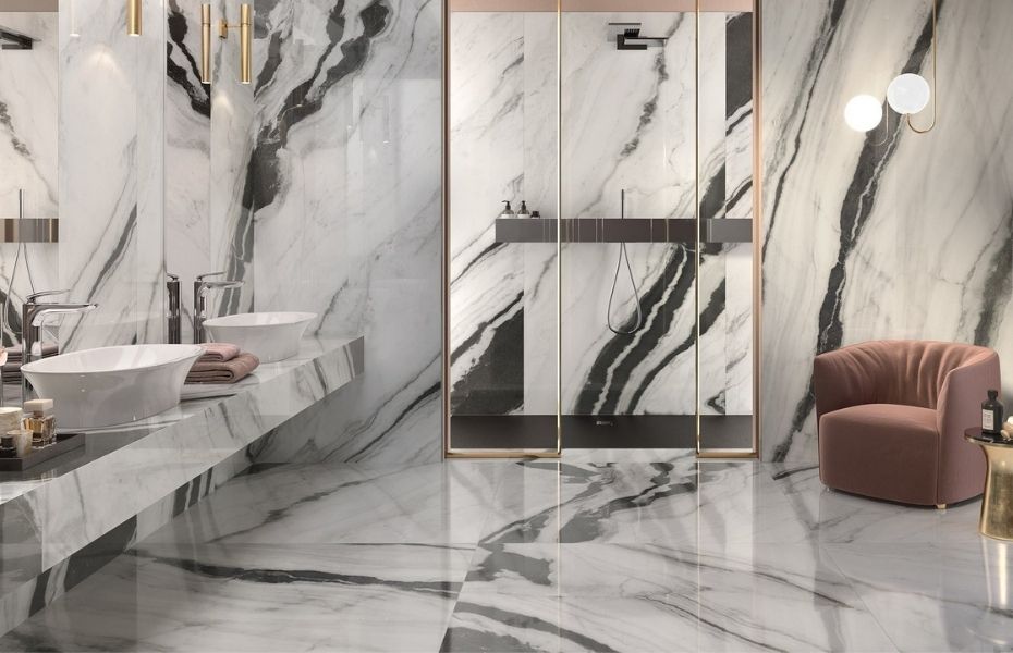 Natural marble or marble look tiles in Rockdale, Sydney