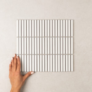 Antique Soft White Kit Kat Mosaic Tile - White