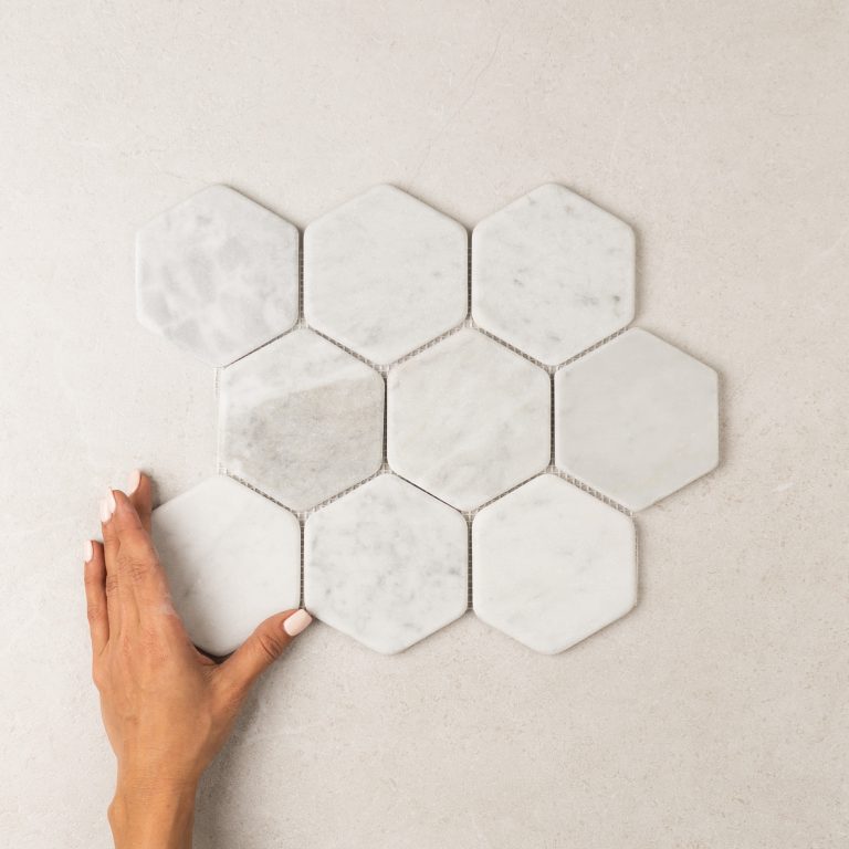 Hexagon Carrara 70mm Marble Mosaic