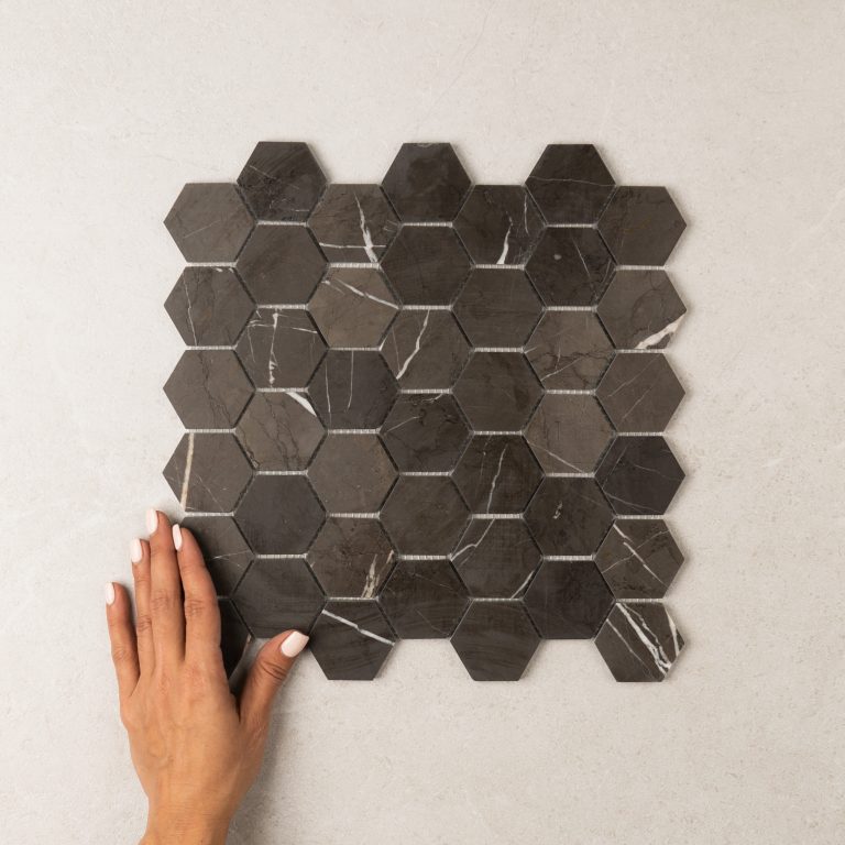 Hexagon Pietra Grey Marble Mosaic