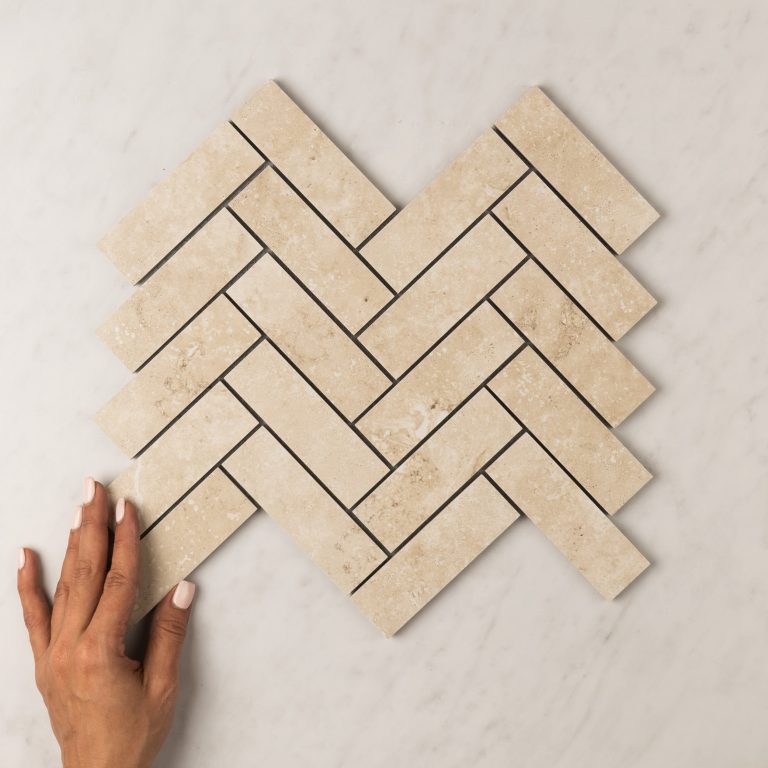 precious ivory herringbone tile