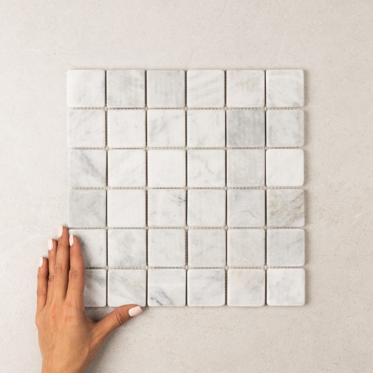 Square Carrara Tumbled Marble Mosaic 48mm