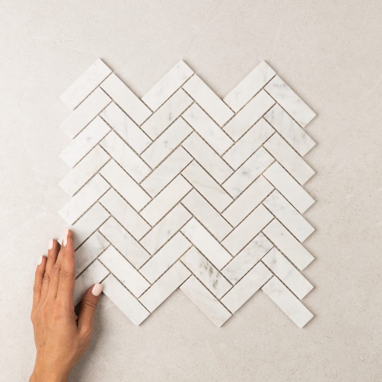 Herringbone Carrara Marble Mosaic