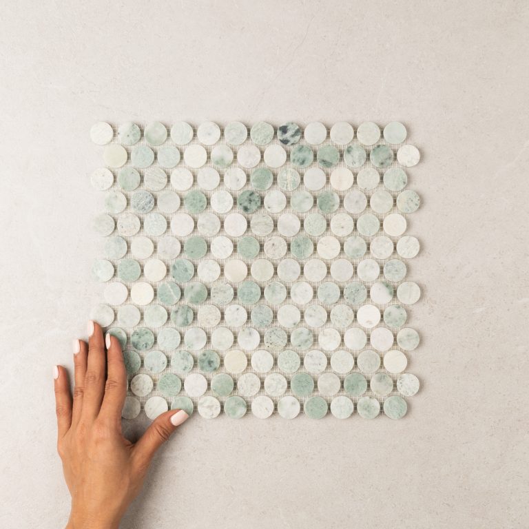 Penny Round Mint Green Marble Mosaic
