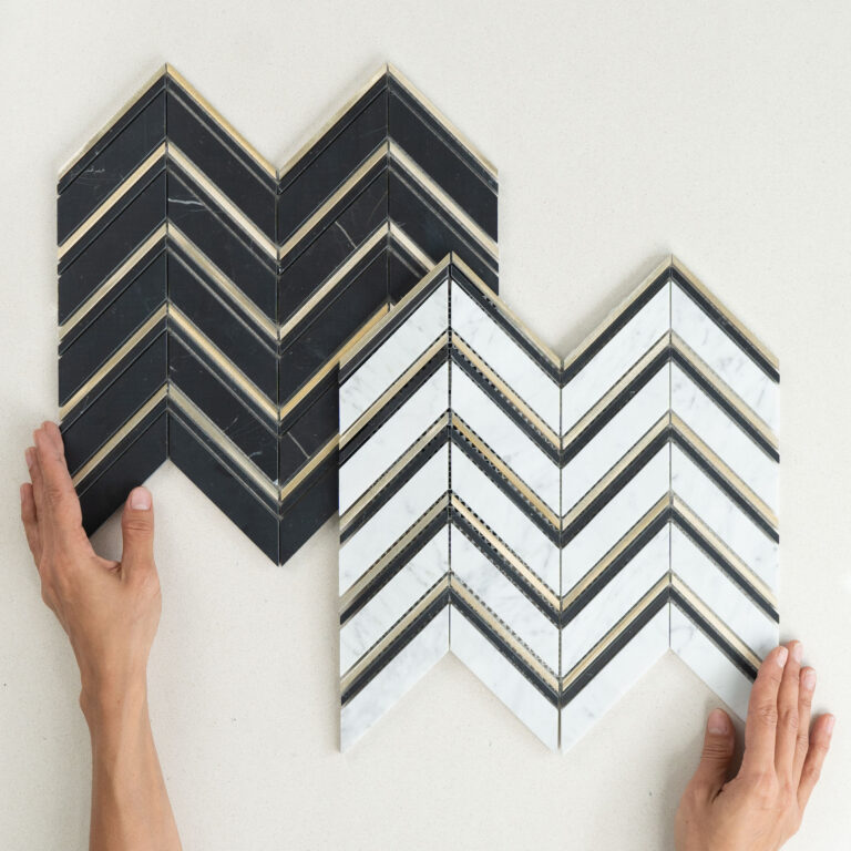 Chevron Gold Honed Marble Mosaic