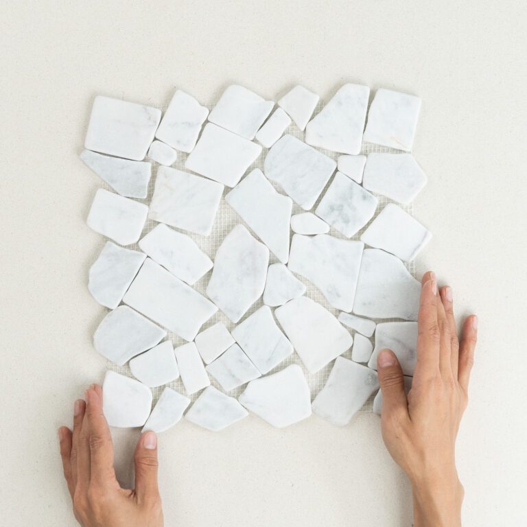 Crazy Pave Carrara Tumbled Marble Mosaic