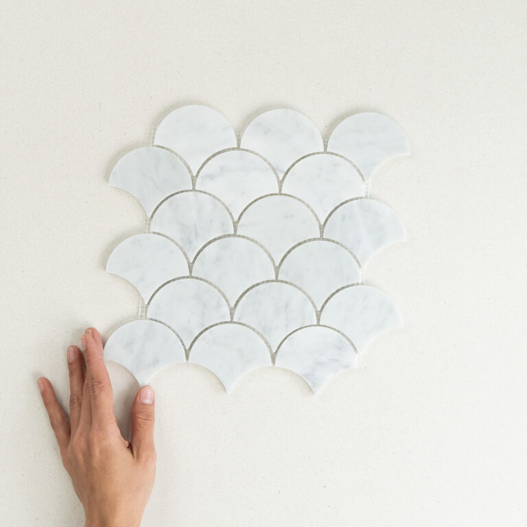Fishscale Carrara Honed Marble Mosaic