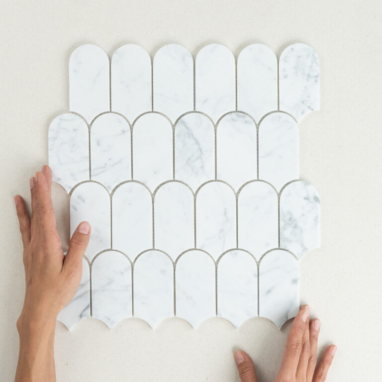 Feather Carrara Honed Marble Mosaic