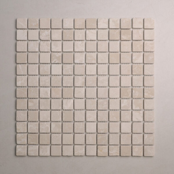 Botticino Square Tumbled Marble Mosaic