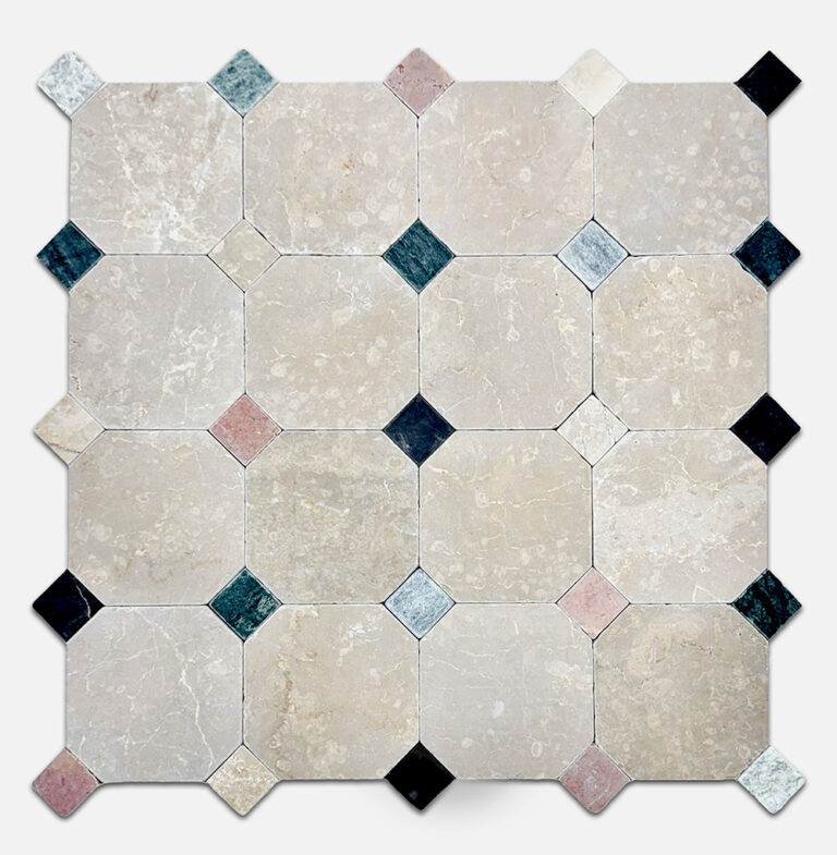 Octagon Botticino | Carrara Tumbled Marble Mosaic