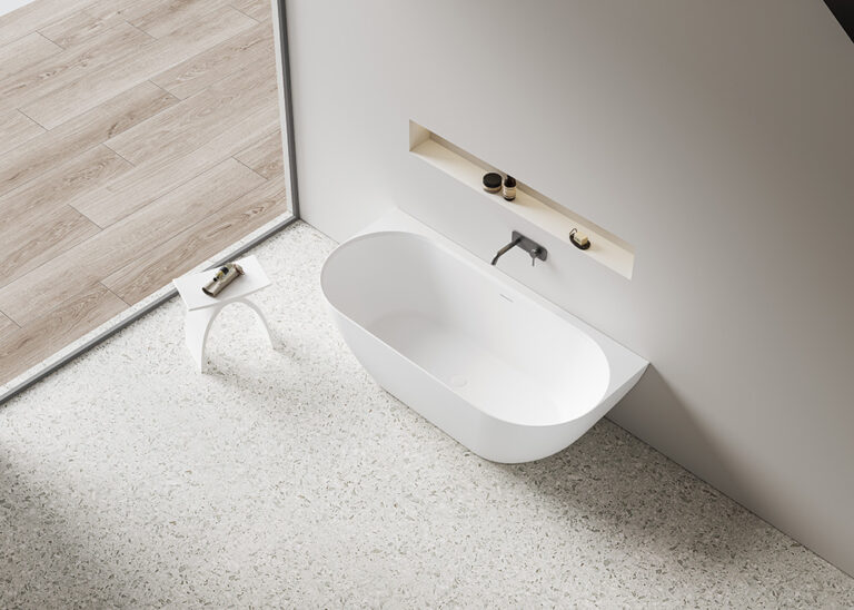 Back To Wall Free Standing Acrylic Bathtub LK-EB1500MW-OF