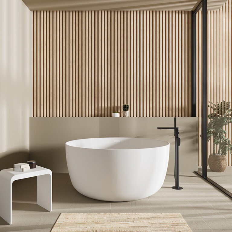 Olley Round Free-Standing Acrylic Overflow Bathtub