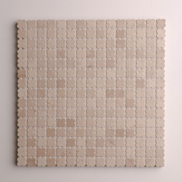 Alhambra Flower Botticino Marble Mosaic 18.5 mm