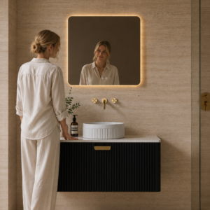 Ballina Modern Wall Hung Vanity Mirror Basin Package 900 mm