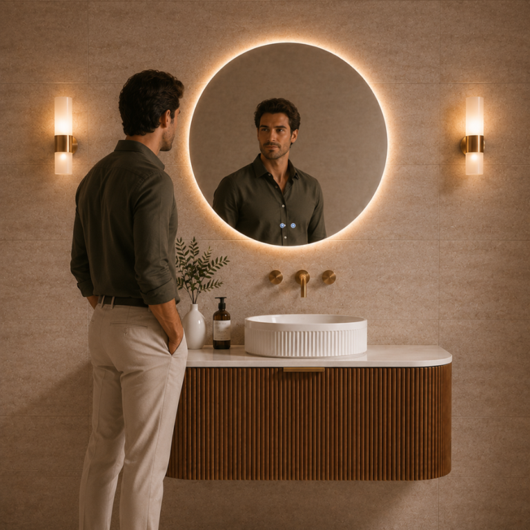 Bondi Modern Wall Hung Vanity Mirror Basin Package 1200 | 900 mm