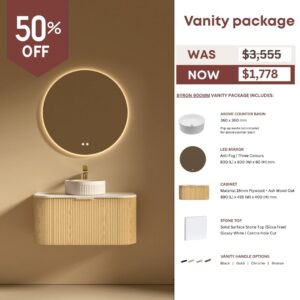 Byron Modern Wall Hung Vanity Mirror Basin Package 1200 | 900 mm