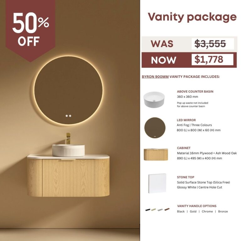 Byron Modern Wall Hung Vanity Mirror Basin Package 1200 | 900 mm
