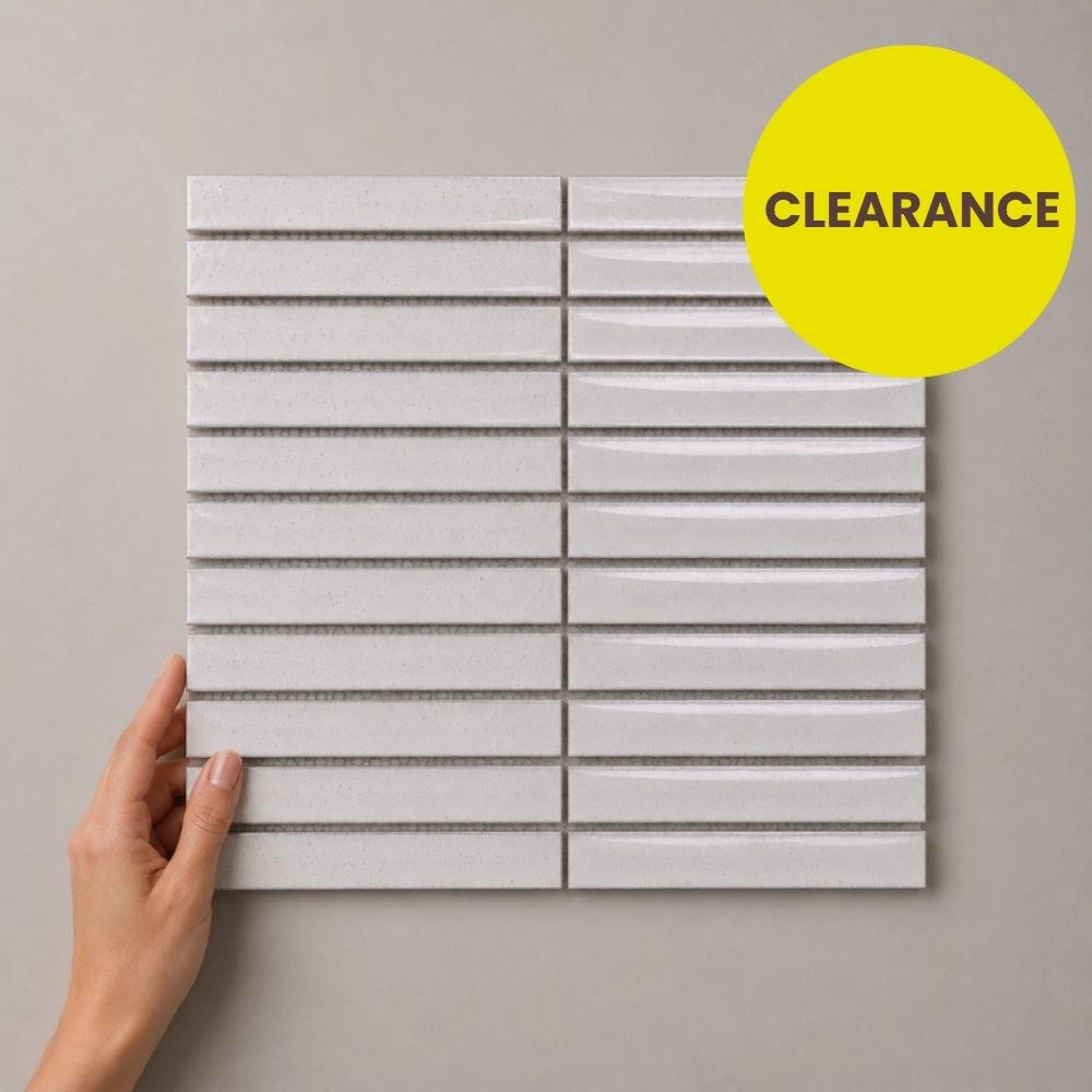 Glazed White Porcelain Mosaic Tile | Linear Kit Kat Floor & Wall Tile