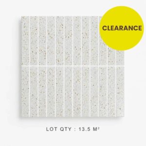 White Speckle Japanese Hand Crafted Kit Kat Mosaic Tile 23x152mm
