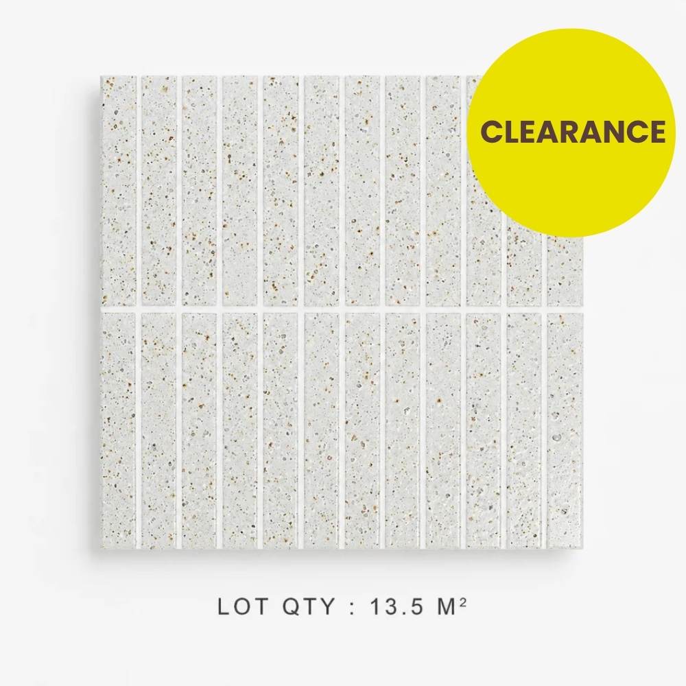 White Speckle Japanese Hand Crafted Kit Kat Mosaic Tile 23x152mm