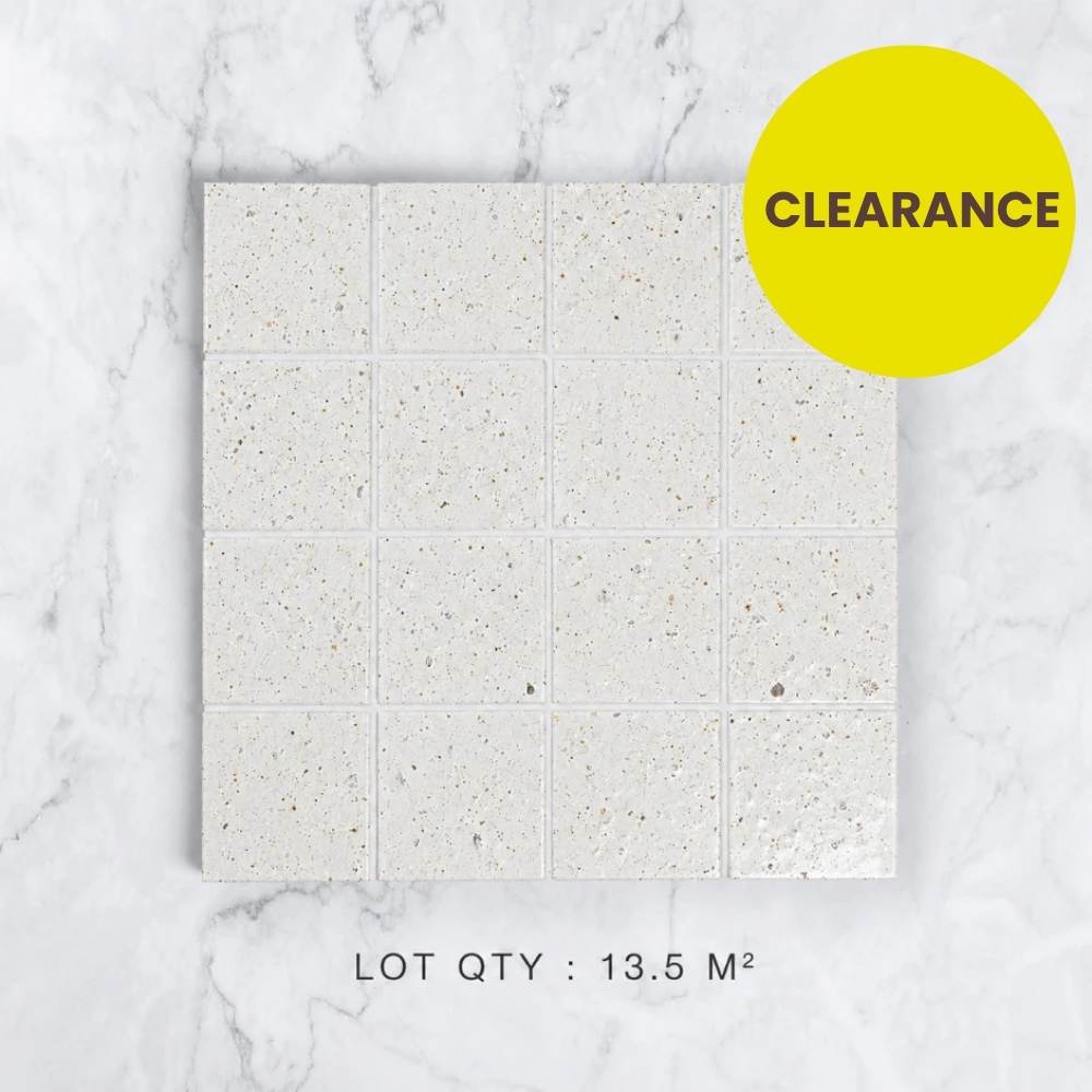 White Speckle Japanese Hand Crafted Mosaics Tile 72x72mm