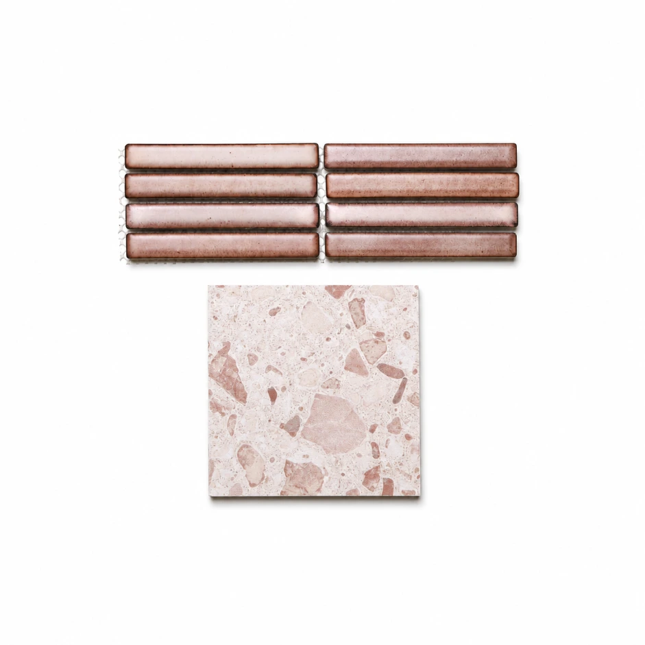 Terrazzo Rosso Crema & Beige Clay Sample Pack | Design Tiles