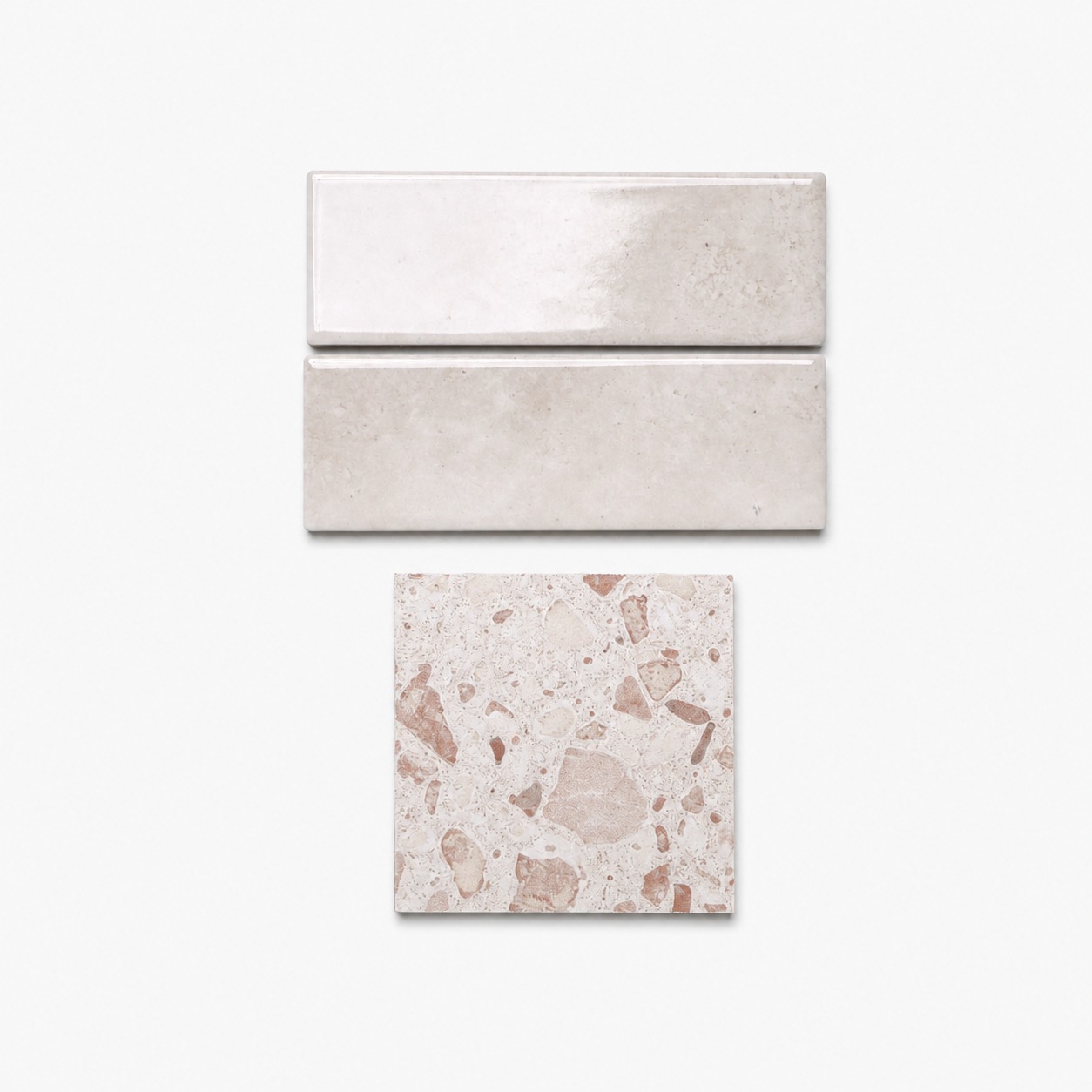 Terrazzo Rosso Crema & Linen Subway Sample Pack | Design Tiles