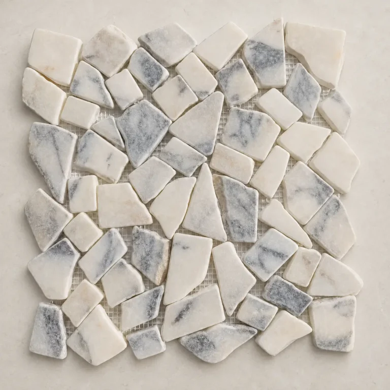 Crazy Calacatta Viola Tumbled Marble Mosaic | Natural Stone Crazy Paving