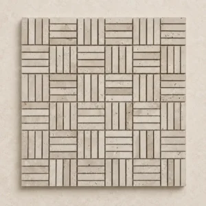 Cross Hatch Italian White Travertine Honed Mosaic | Natural Stone Floor & Wall Mosaic