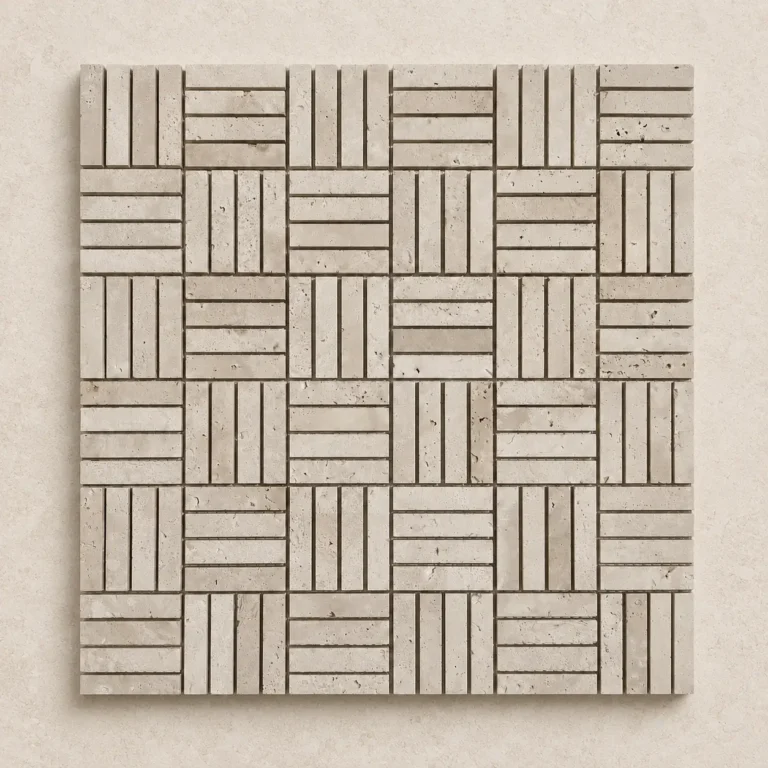 Cross Hatch Italian White Travertine Honed Mosaic | Natural Stone Floor & Wall Mosaic