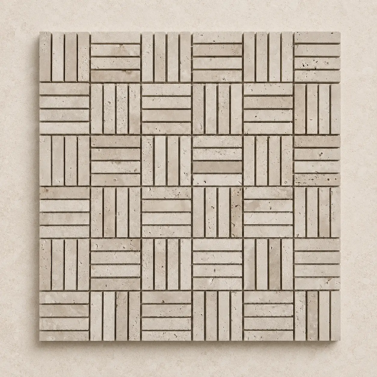 Cross Hatch Italian White Travertine Honed Mosaic | Natural Stone Floor & Wall Mosaic
