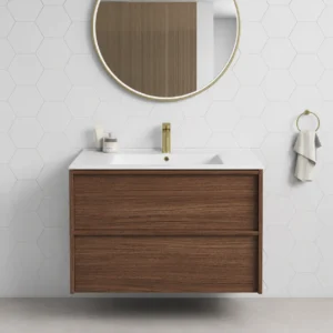 Aulic Venetta Framed Wall Hung Vanity 900mm - Walnut