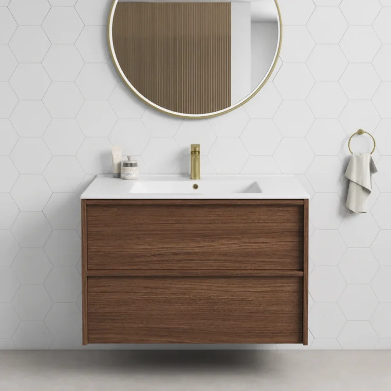 Aulic Venetta Framed Wall Hung Vanity 900mm - Walnut
